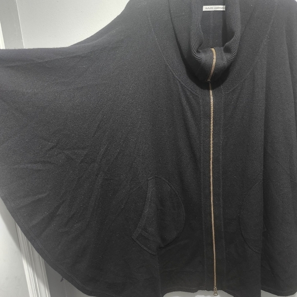 Autumn Cashmere Women's  Sweater Ponchos Shawl Size S Black 100% Cashmere - Picture 2 of 11